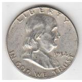 1954 P US 90% Silver Franklin Half Dollar Coin