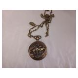 Bronze Toned Cowboy Designed Quartz Pocket Watch