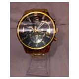 Gold Toned Quartz Movement Watch & Band