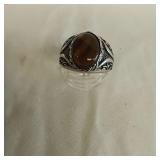 Tiger Eye Center Stone Silver Toned Ring