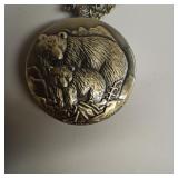 Bronze Toned Bear Designed Quartz Pocket Watch