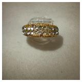 Gold Toned Ring with Clear Cut & Faceted Stones