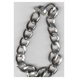 Silver toned Heavy Link Bracelet w Crab Claw Catch