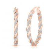 14K Rose Gold Pl Sterling 25mm Hoop Earrings