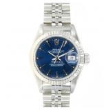 ROLEX BY TIFFANY DATEJUST BLUE DIAL WATCH