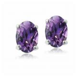 Natural Amethyst Sterling Silver Stud Earrings