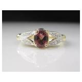 Designer 14K Gold Genuine Garnet Diamond Ring