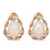 14K Yellow Gold Opal Stud Earrings