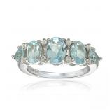 Sterling Silver Blue and White Topaz Band Ring