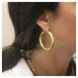 Italy 14K Gold Pl French Lock Hoop Earrings