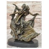 Signed Dancers Bronze Sculpture Art Marble Base