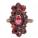 Antique Rose Gold Genuine Garnet Cocktail Ring