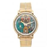 Bulova Skeleton 10K Gold Pl Mens Watch