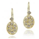 Genuine Diamond 14K Gold Pl Sterling Earrings