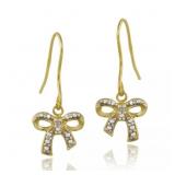 Genuine Diamond 18K Gold Pl Sterling Earrings