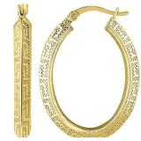 18K Gold Pl Sterling Silver Greek Hoop Earrings