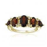 Genuine Garnet & Topaz 14K Gold Pl Sterling Ring