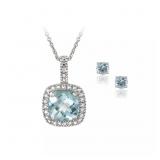 Genuine Topaz & Diamond 925 Necklace Earrings Set