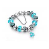 18K White Gold Pl Swarovski Charm Bracelet