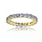 14K Gold Pl Sterling Tanzanite Eternity Band Ring