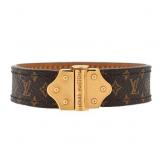 Louis Vuitton Gold Pl Leather Monogram Bracelet