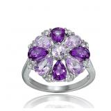 Genuine Amethyst and White Topaz Sterling Ring