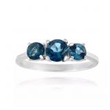 Genuine Blue Topaz Three Stone Sterling 925 Ring