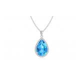 Blue Topaz Pear Cut Sterling Pendant Necklace