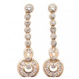 17K Yellow Gold Genuine Diamond Drop Earrings