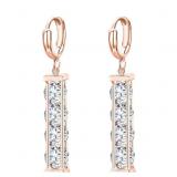 18K Rose Gold Pl Crystal Huggie Drop Earrings