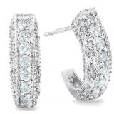 Genuine Diamond Earrings Hoops 14K White Gold