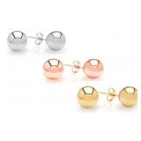 Set of 3 x 14K Gold Pl Sterling Silver Earrings