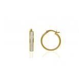 Italy 14K Yellow Gold Pl Sterling Hoop Earrings