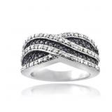 Genuine Black & White Diamond Sterling Band Ring