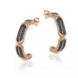 Genuine Diamond 18K Gold Pl Sterling Hoop Earrings