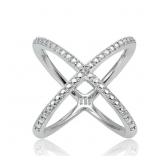 Genuine Diamond Sterling Silver 925 X Ring