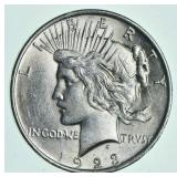 AU $1 1923 Peace Silver Dollar Almost Unc Coin