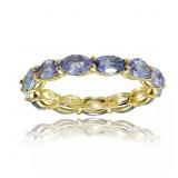 14K Gold Pl Sterling Tanzanite Band Ring