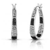 18K White Gold Pl Black White Swarovski Earrings