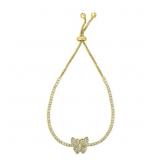 18k Gold Pl Adjustable Butterfly Tennis Bracelet