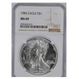 MS69 1986 American Silver Eagle Coin