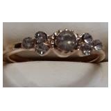 GOLD TONE RING SMOKEY STONES SZ 7