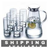 NEW 7Pcs Glass Pitcher Set Jug w/ 6 Water Glasses