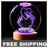 NEW 3D Dolphin Crystal Ball Color night light