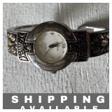 Ladies Oval Shaped Silver Coloured Bangle Watch