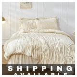 NEW Bonlino King Comforter Set, Ruched Wheat