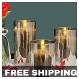 Glanzerste Glass Flameless Candles 3D Moving Flame