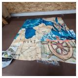 Qty 2 Pirate Treasure Map Decor Shower Curtain