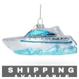 Luxurious White Yacht Powerboat Christmas Ornament