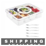 NEW Snack Tray with Lid, 8 Compartments & Forks